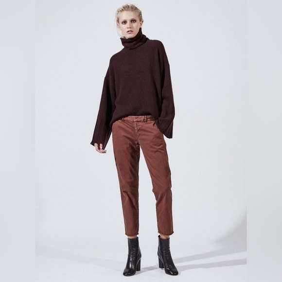 Nili Lotan 4 Rust Brown East Hampton Pants Slim Fit Ankle Trouser Raw Hem $345 - Picture 12 of 12